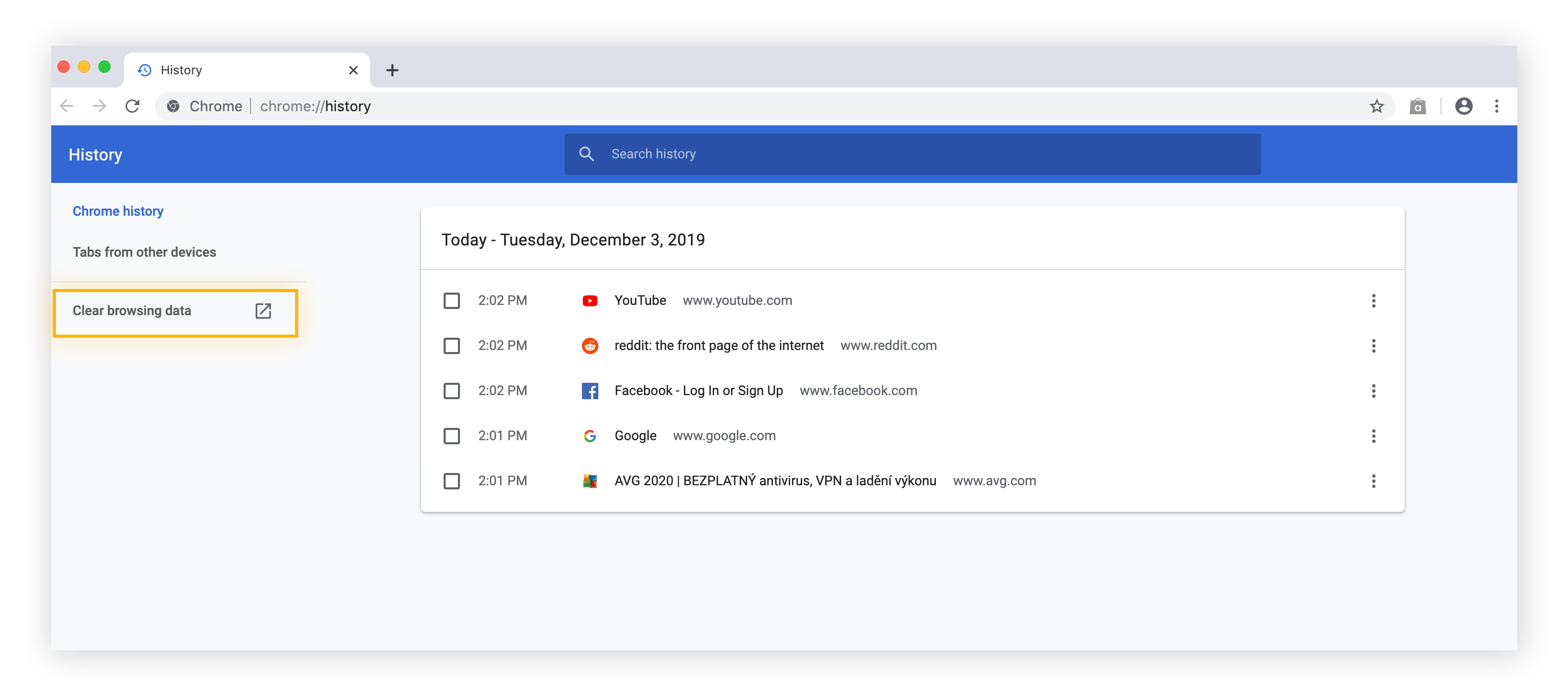 How to Clear Search History & Delete Browser History AVG